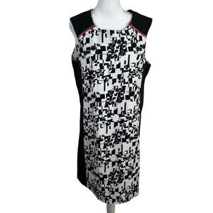Soho Apparel Black White Sleeveless Dress Shift Size 12 Abstract Business Party